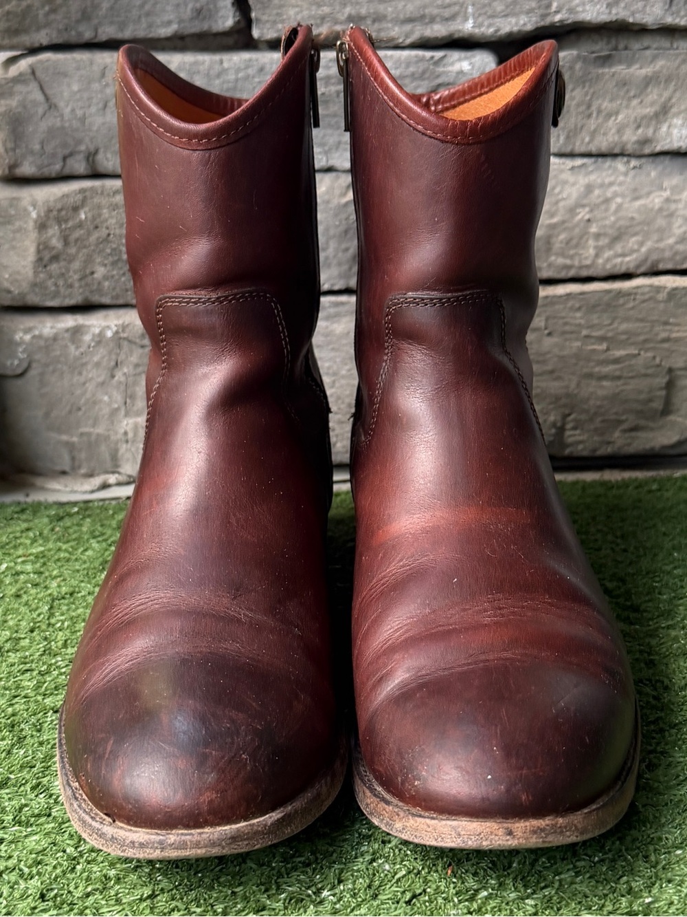 Frye Melissa Button Short Zip Brown Leather Women’s Boots - Picture 5 of 12